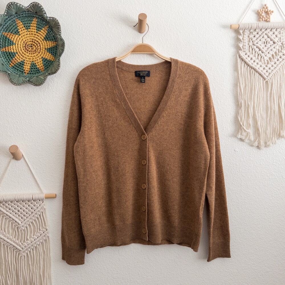 Charter Club Luxury 100% Cashmere Brown Soft Cardigan Sweater Large